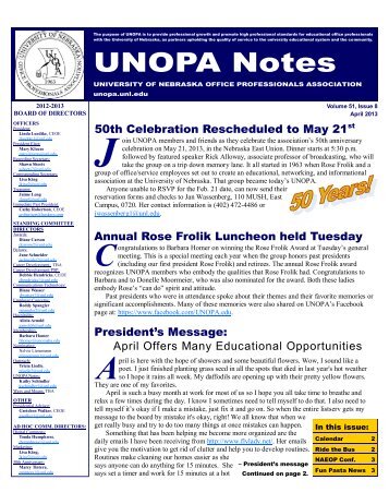 April UNOPA Notes - unopa - The University of Nebraska?Lincoln