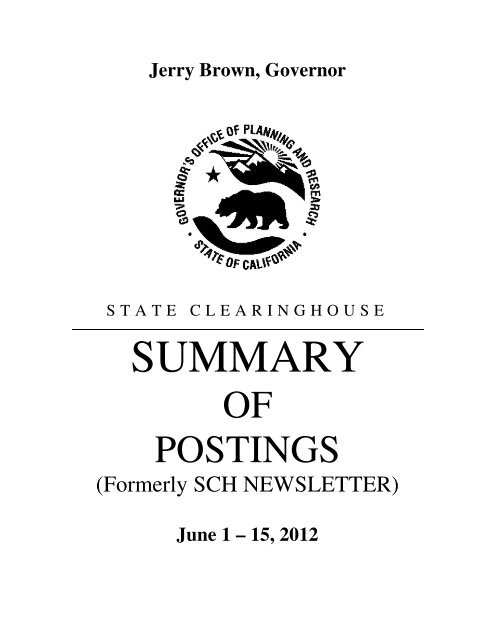 June 1 – 15, 2012 - Office of Planning and Research - State of ...