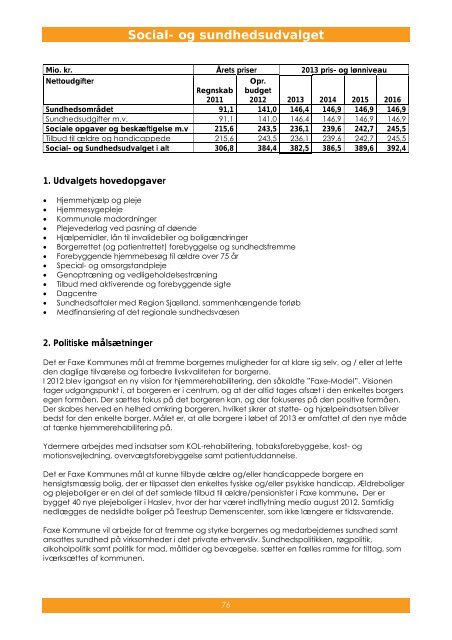 Budget 2013 til 1. behandling - Bind 2 - Faxe Kommune