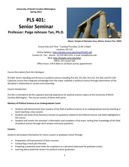 Uncw Fall 2022 Exam Schedule Pls 401: Senior Seminar - People Server At Uncw - University Of ...