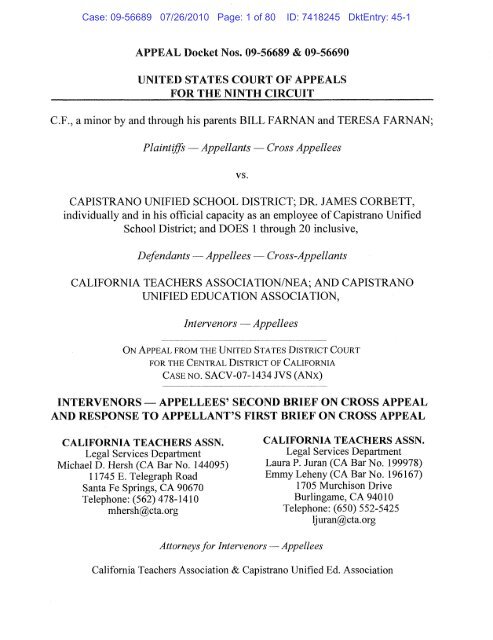 CTA's 2nd Brief & Response to Plaintiff's 1st Brief - National Center ...