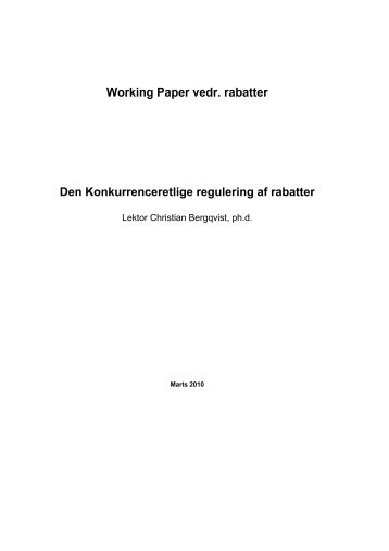 Working paper vedr. rabatter - Dansk forening for konkurrenceret