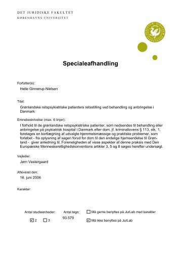 Specialeafhandling - Justitsministeriet