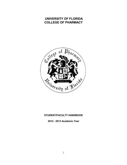 Student-Faculty Handbook - College of Pharmacy - University of ...
