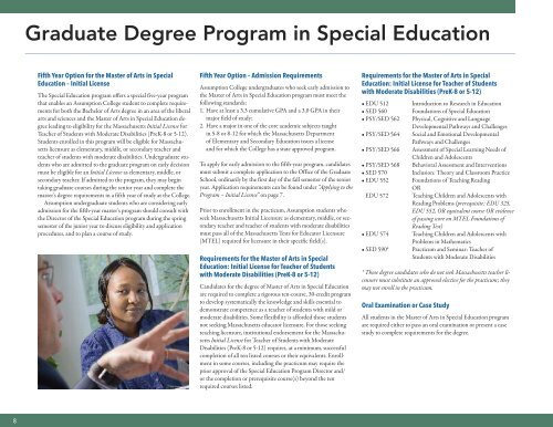 Special Education Catalog - graduate studies at assumption college