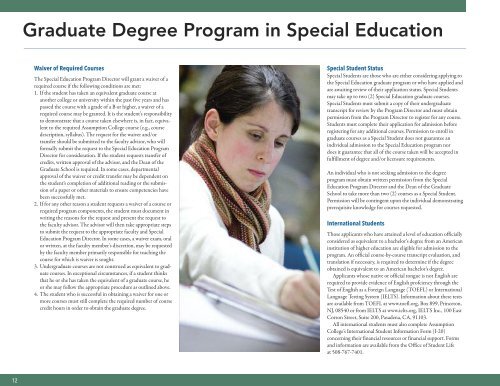 Special Education Catalog - graduate studies at assumption college