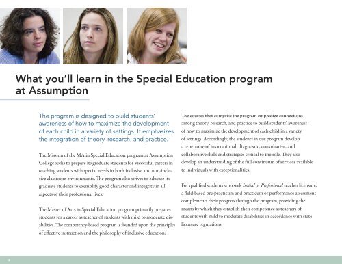 Special Education Catalog - graduate studies at assumption college