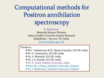 Computational methods for Positron annihilation parameters