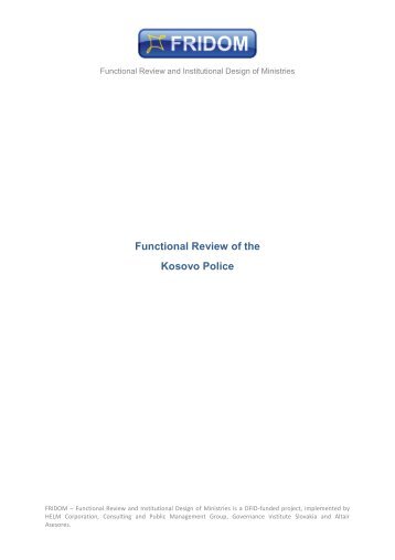 Functional Review of the Kosovo Police