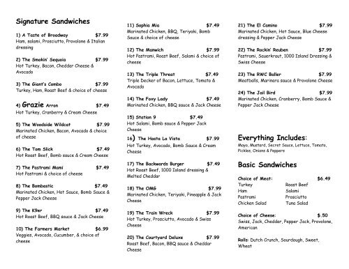 Sandwich spot menu deals