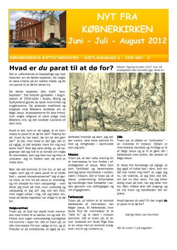 NYT FRA KØBNERKIRKEN Juni - Juli - August 2012