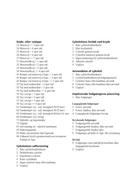 Kodeark indberetning - Vejdirektoratet