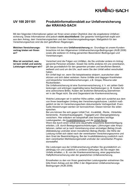 Produktinformationsblatt - R+V Versicherung
