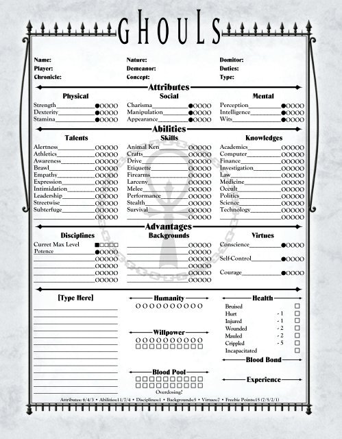 V20 4-Page Elder Character Sheet - MrGone's Character Sheets