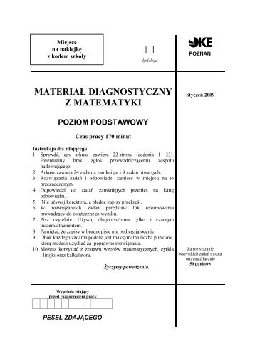 Arkusz diagnostyczny MATURA 29.12.2008 - Gazeta.pl