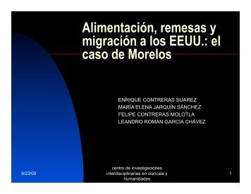 Alimentación, remesas y migración a los EEUU.: el caso de Morelos