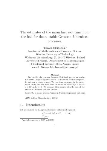 The estimates of the mean first exit time from the ball for the α–stable ...