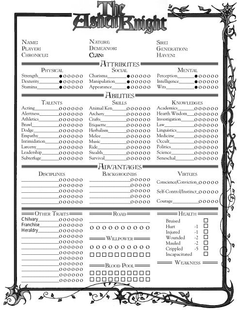 Vampire Revised 4 Page Sheet - MrGone's Character Sheets