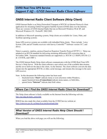 Support FAQ – GNSS Internet Radio Client Software