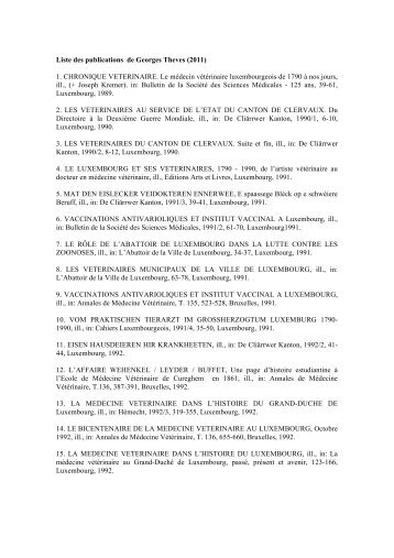 Liste des publications de Georges Theves (2011) 1 ... - Jos A. Massard