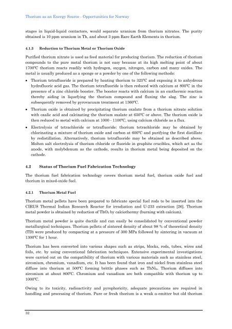 THORIUM AS AN ENERGY SOURCE - Opportunities for Norway ...