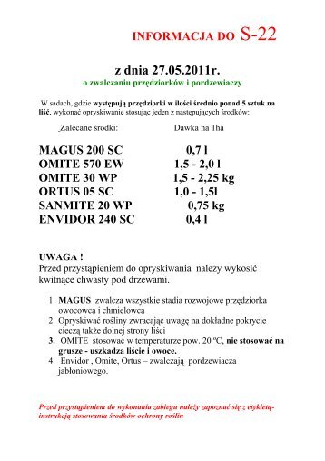 informacja do s27 - Doradztwo Sadownicze