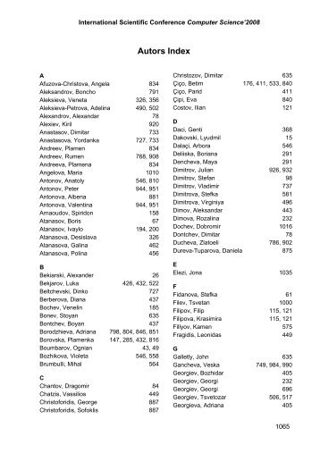 Autors Index - Computer Science 2011