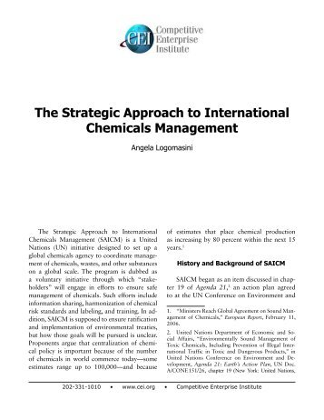 The Strategic Approach to International Chemicals Management