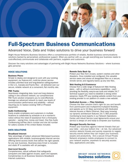 Business Communications Data Sheet - Bright House Networks ...