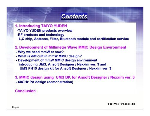 Next-Generation MMIC Design with Taiyo Yuden and UMS