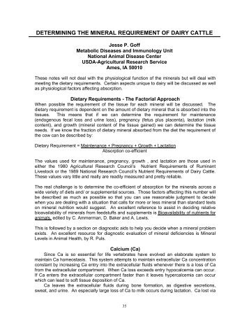 DETERMINING THE MINERAL REQUIREMENT OF DAIRY CATTLE