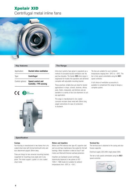 Xpelair XID Centrifugal metal inline fans - CMS