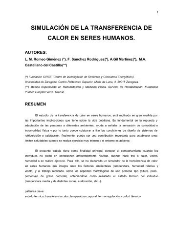 simulación de la transferencia de calor en seres humanos. - circe ...