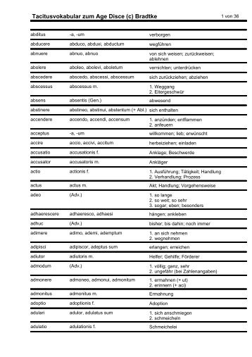 Tacitusvokabular zum Age Disce (c) Bradtke