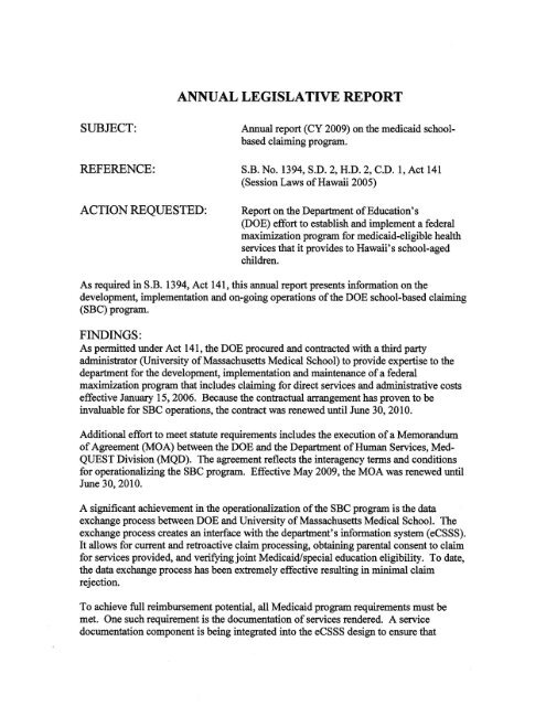 ANNUAL LEGISLATIVE REPORT - Legislative Reference Bureau