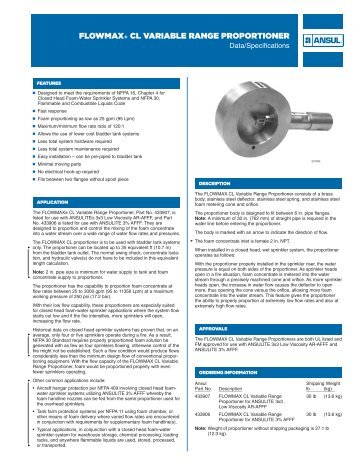 FLOWMAX® CL VARIABLE RANGE PROPORTIONER - Ansul