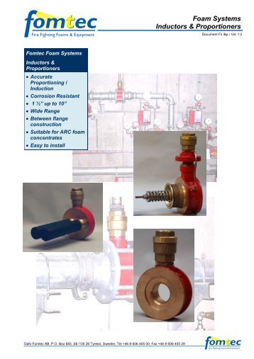 Foam Systems Inductors & Proportioners - Dafo Fomtec AB