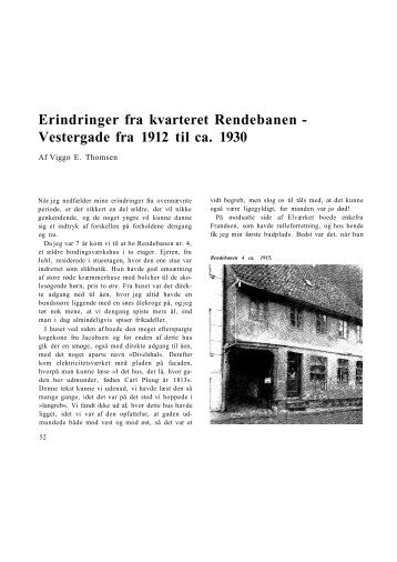 Erindringer fra kvarteret Rendebanen - Vestergade fra 1912 til ca ...