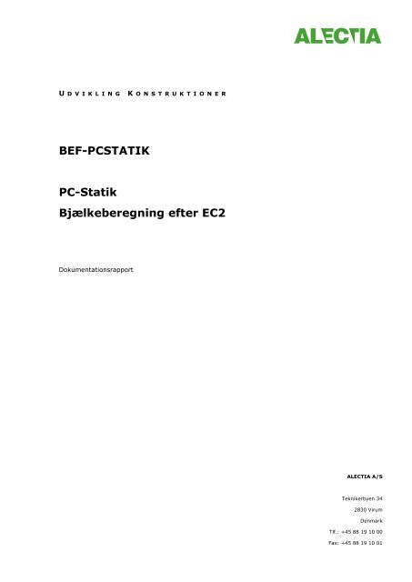 BEF-PCSTATIK PC-Statik Bjælkeberegning efter EC2