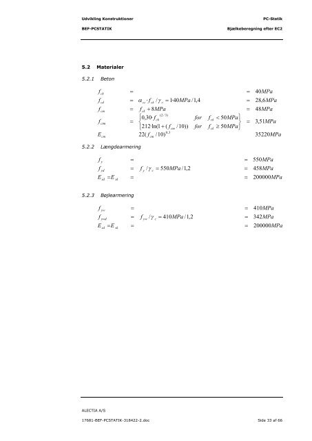 BEF-PCSTATIK PC-Statik Bjælkeberegning efter EC2