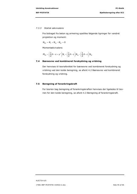 BEF-PCSTATIK PC-Statik Bjælkeberegning efter EC2