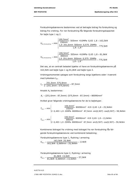 BEF-PCSTATIK PC-Statik Bjælkeberegning efter EC2