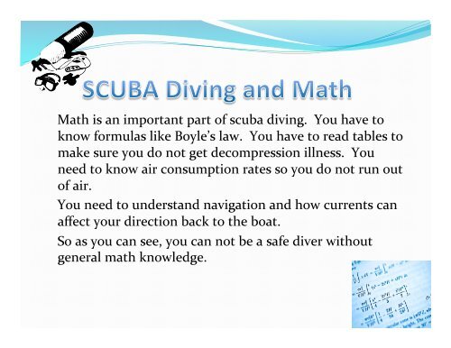 SCUBA Diving and Math - SCUBAnauts