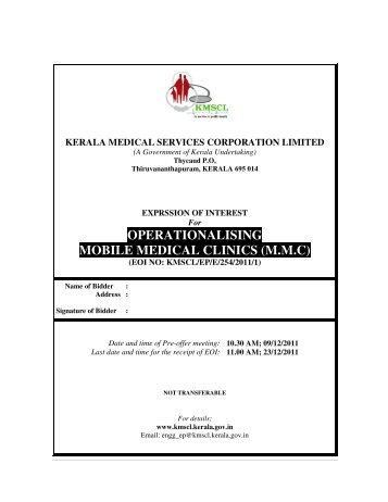 operationalising mobile medical clinics (mmc) - Kerala Medical ...