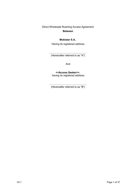 AGREE 97_003 Direct Wholesale Roaming Access Agreement