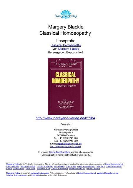 Margery Blackie Classical Homoeopathy