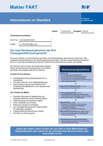 Makler FAKT 11: Der neue Rechtsschutzrechner! - R+V Versicherung