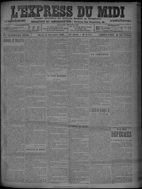 11 Novembre 1902 - Bibliothèque de Toulouse