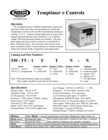 Temptimer Controls - Indeeco