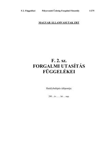 F. 2. sz. FORGALMI UTASÍTÁS FÜGGELÉKEI